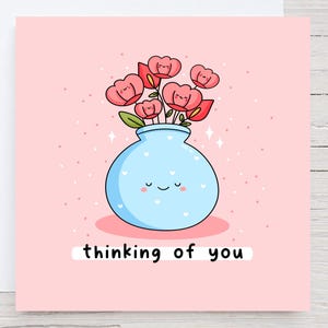 Carte de pensée pour vous - Carte de câlin, carte d'encouragement, avec sympathie, fleurs, carte de calembour