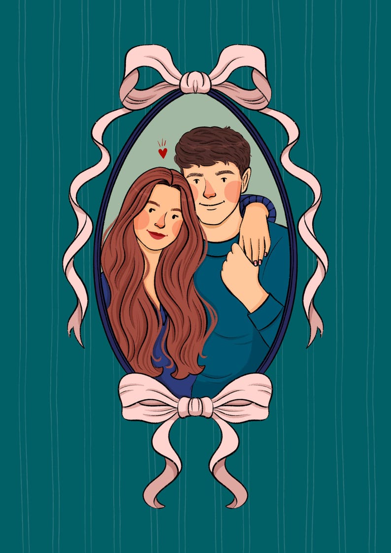 Custom Hand-Drawn Couple Portrait Illustration image 9
