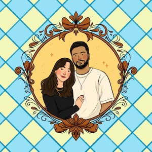 Custom Hand-Drawn Couple Portrait Illustration image 19