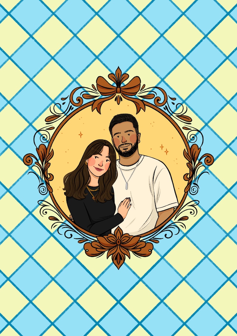 Custom Hand-Drawn Couple Portrait Illustration image 19