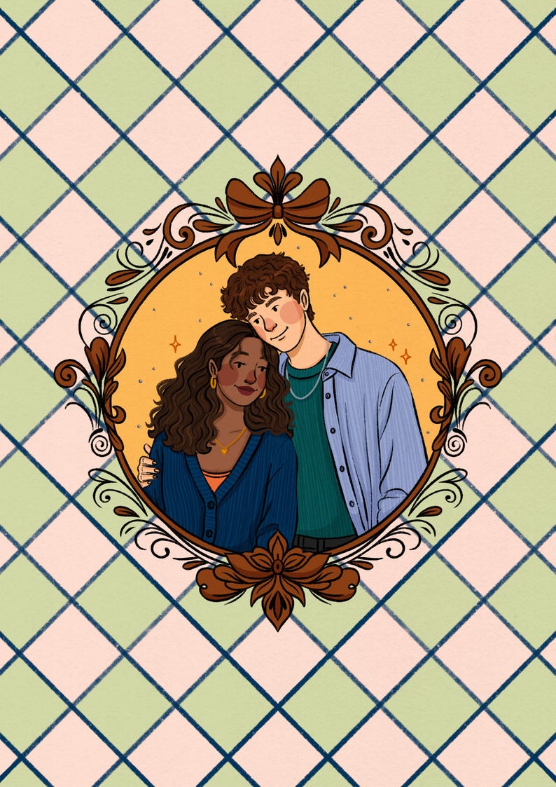 Custom Hand-Drawn Couple Portrait Illustration image 2