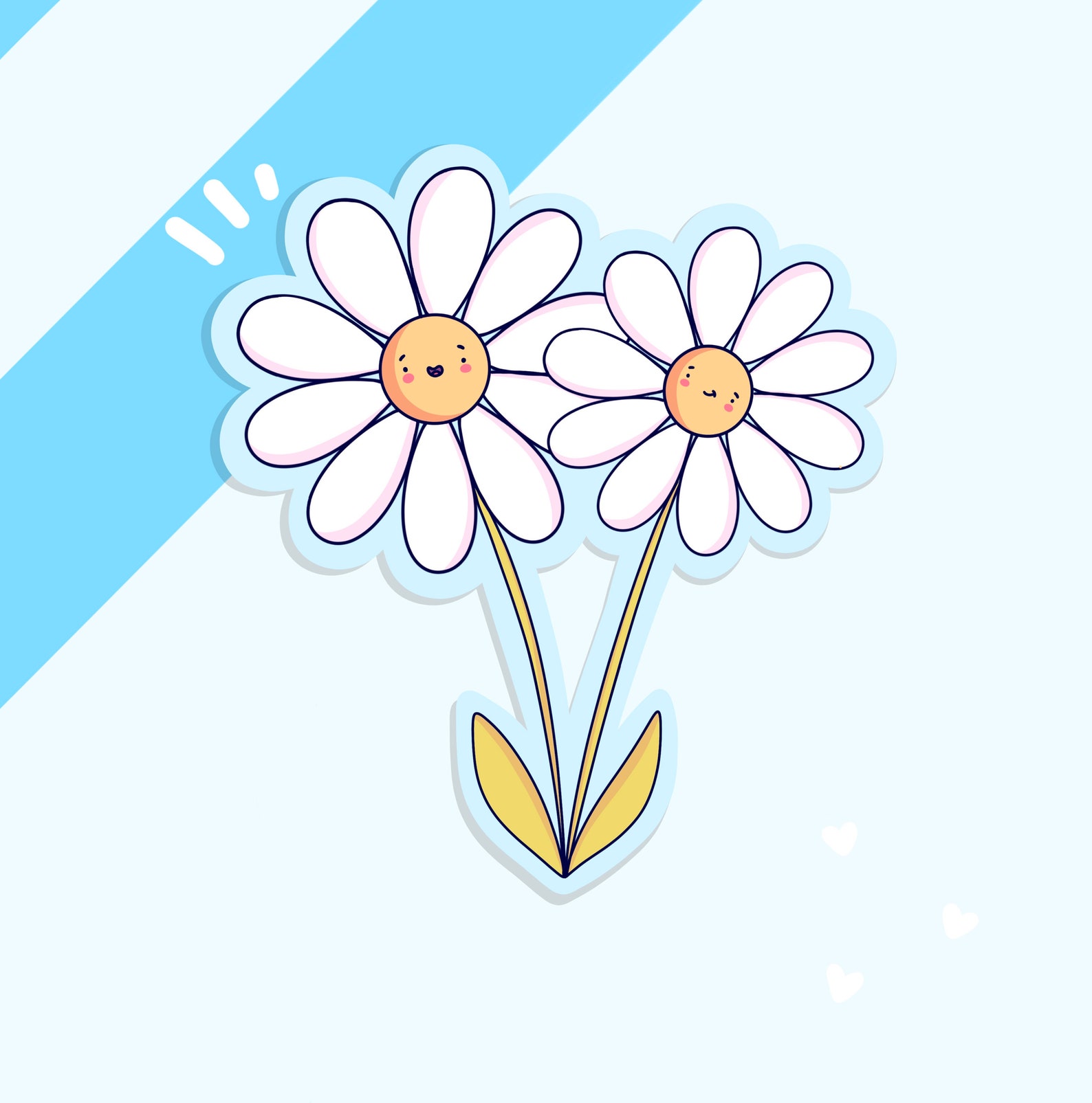Daisies Glossy Vinyl Sticker Kawaii illustration stickers Etsy