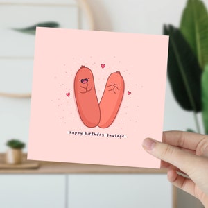 Carte de saucisse de joyeux anniversaire, carte d'anniversaire de Punny, carte de jeu de mots drôle, carte d'anniversaire de Kawaii image 2