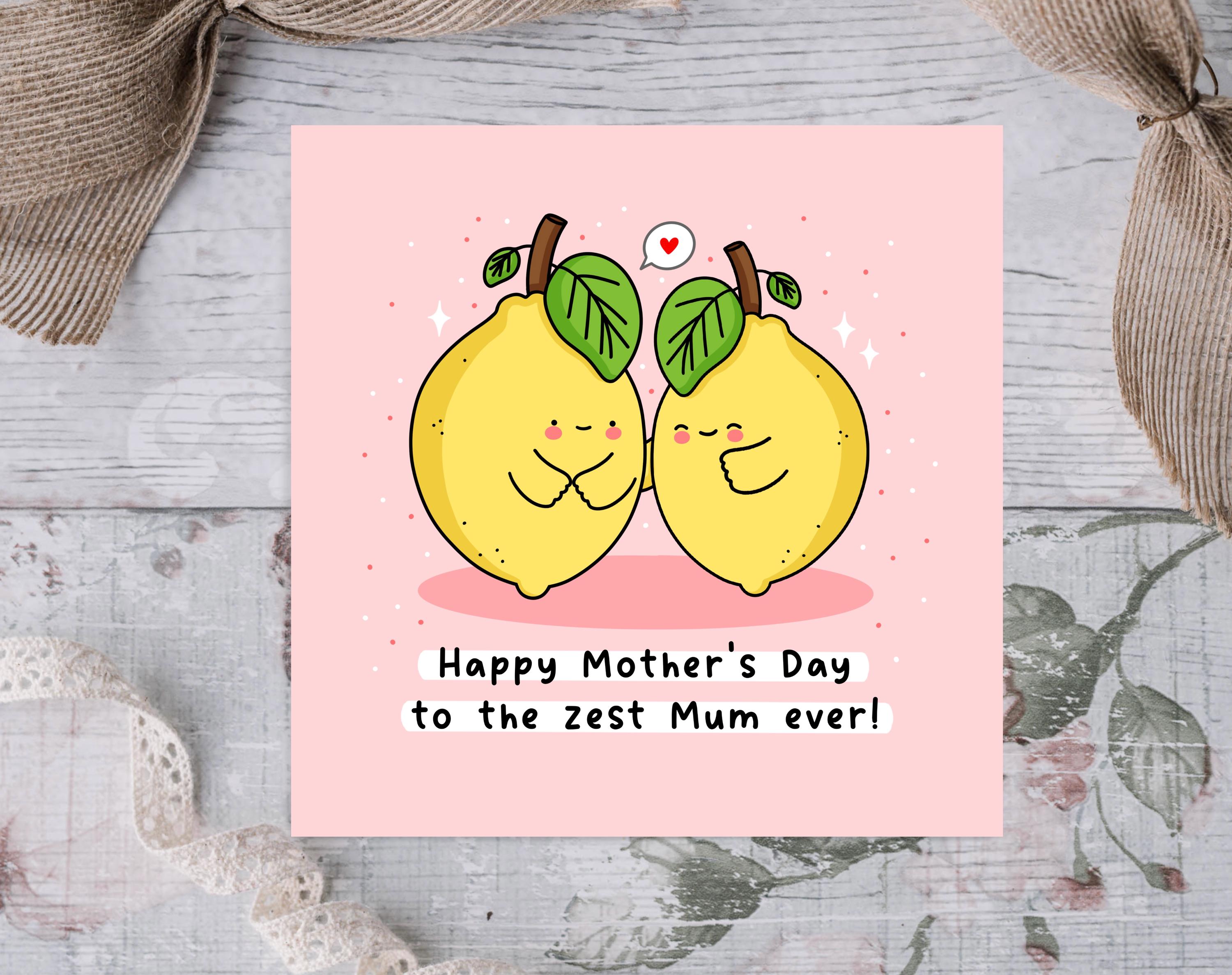 Kawaii Lemon Mother's Day Card: Punny Mum Gift - Etsy New Zealand