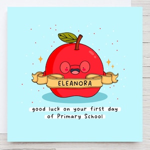 Personalised First Day of Primary School Card - Apple Card, good luck on first day of school