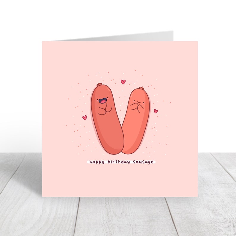 Carte de saucisse de joyeux anniversaire, carte d'anniversaire de Punny, carte de jeu de mots drôle, carte d'anniversaire de Kawaii image 4
