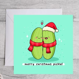 Grappige kerstkaart augurk woordspeling: kawaii vakantiegroeten afbeelding 4