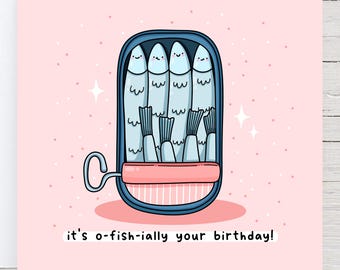 Funny Sardines Birthday Card: Kawaii Fish Pun Greeting