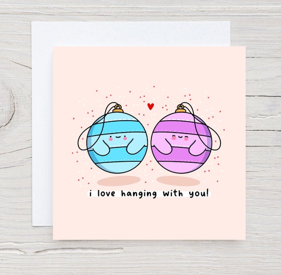Kawaii Christmas Card – Punny Bauble Design for Best Friend
