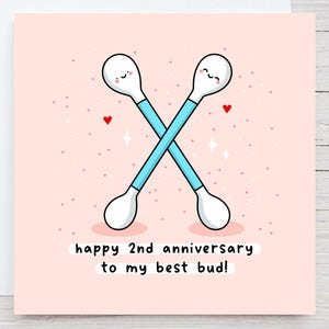 2周年おめでとうカード - コットン記念日、2周年、親友、かわいい、しゃれ
