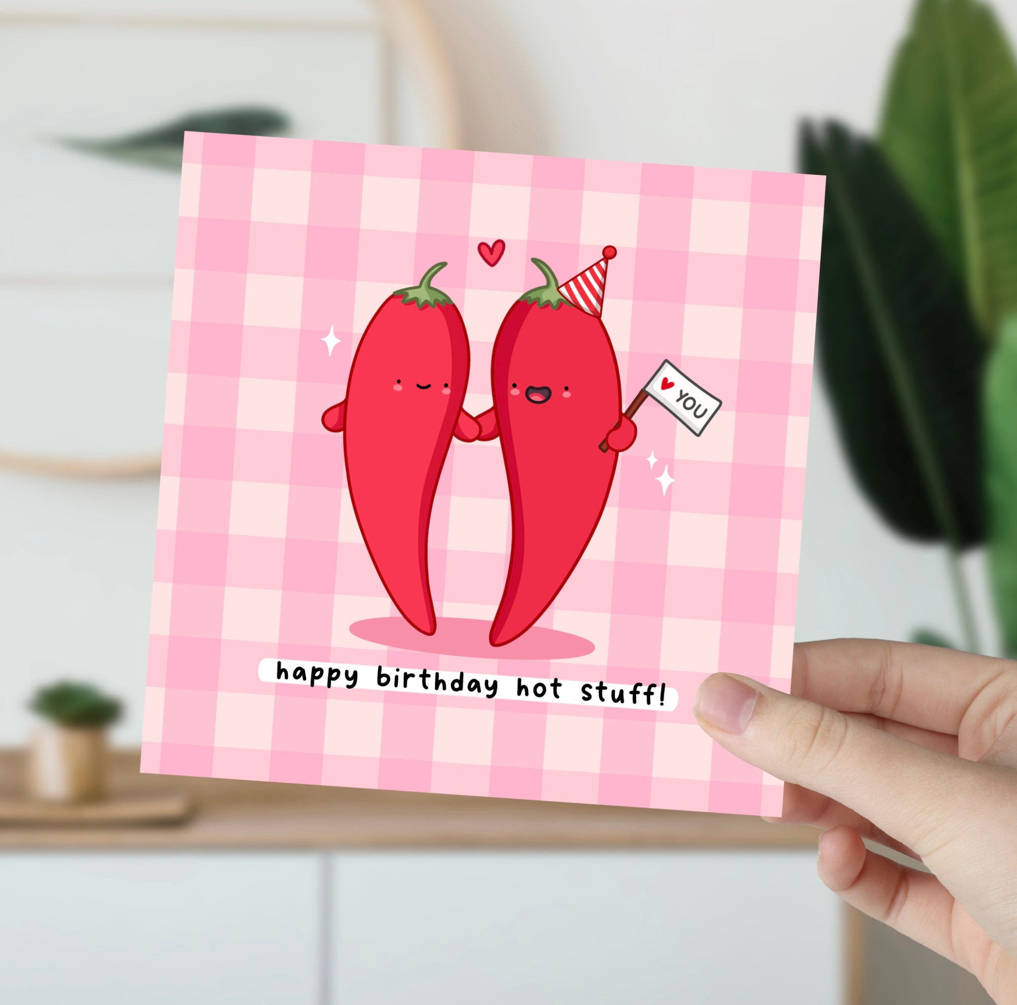 Funny Chilli Pun Birthday Card: Kawaii 'hot Stuff' Design - Etsy