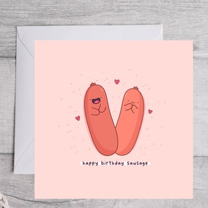 Carte de saucisse de joyeux anniversaire, carte d'anniversaire de Punny, carte de jeu de mots drôle, carte d'anniversaire de Kawaii image 3