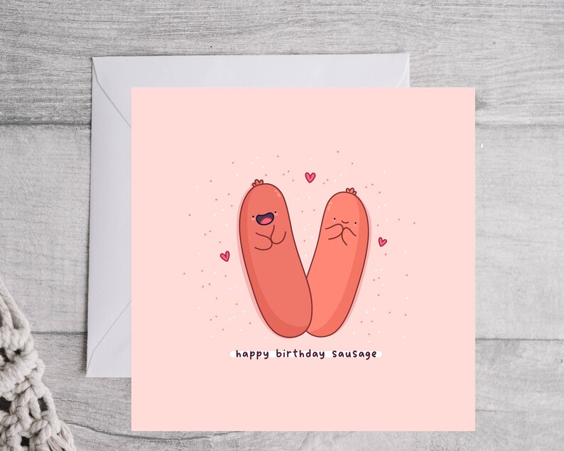 Carte de saucisse de joyeux anniversaire, carte d'anniversaire de Punny, carte de jeu de mots drôle, carte d'anniversaire de Kawaii image 3