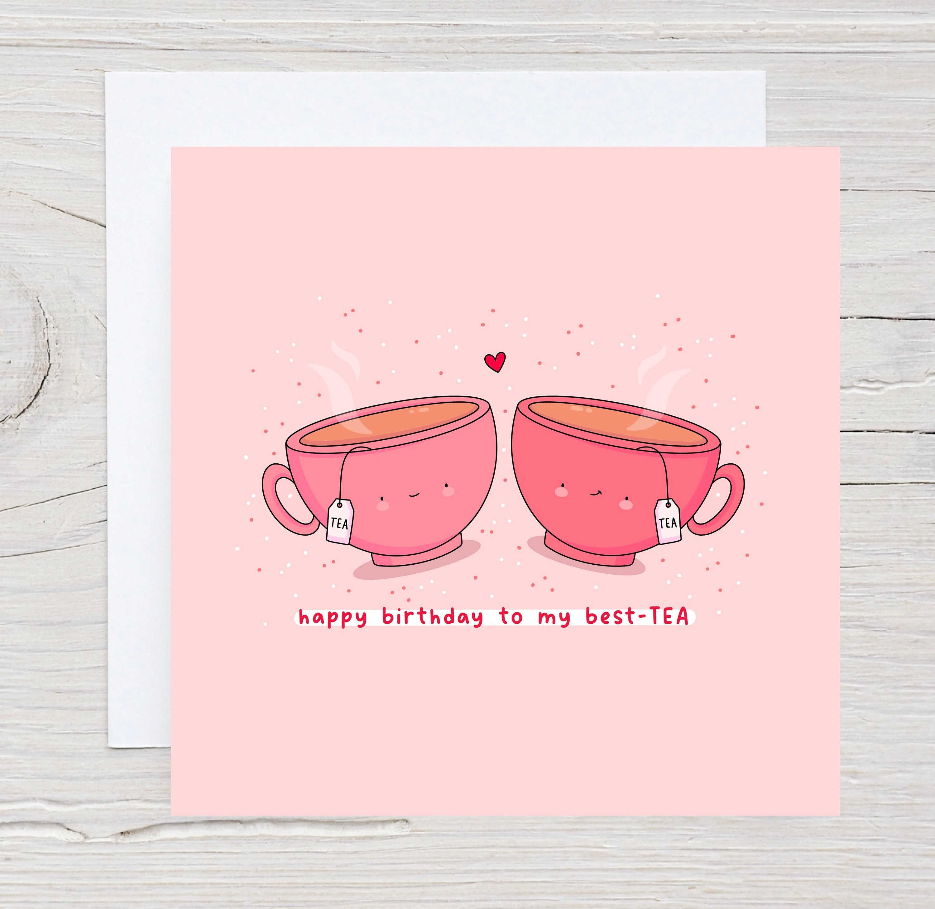 Happy Birthday Besttea Card Kawaii Birthday Card Funny Pun Etsy