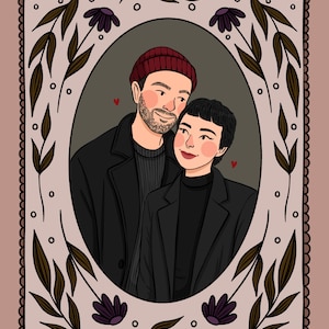 Custom Hand-Drawn Couple Portrait Illustration image 11