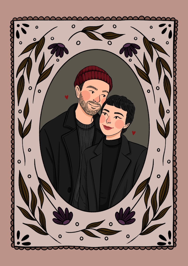 Custom Hand-Drawn Couple Portrait Illustration image 11