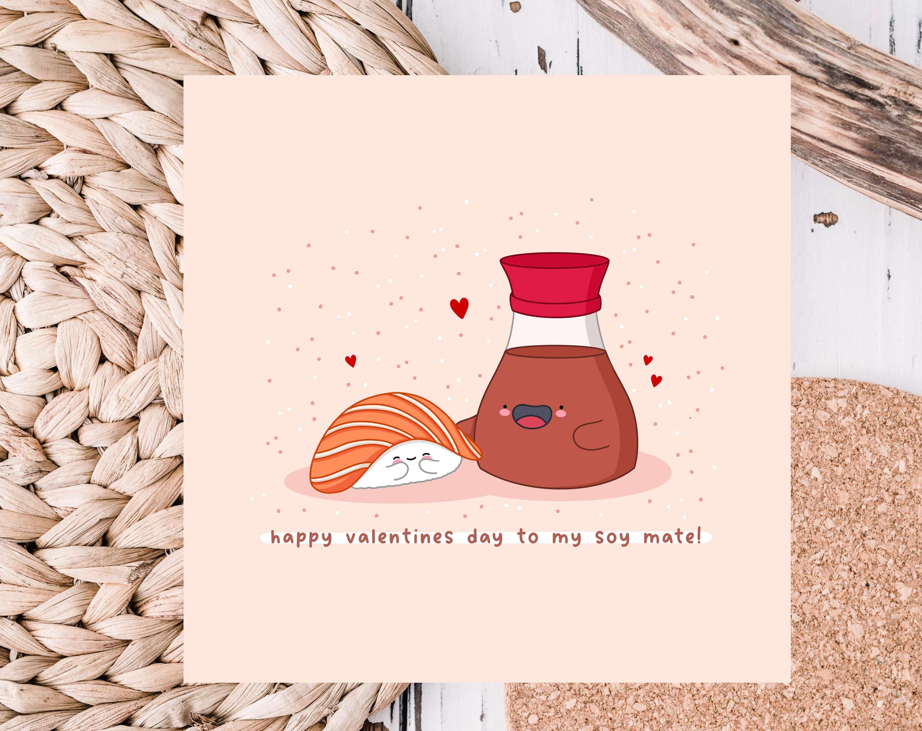 ハッピー出品 かわいいお寿司のバレンタインカード - Soy Mate Design - Etsy 日本