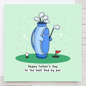 Carte de fête des pères heureuse - carte sur le thème du golf, jeu de mots de golf, carte Kawaii, carte pour papa, meilleur papa