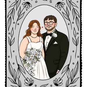 Custom Hand-Drawn Couple Portrait Illustration image 15