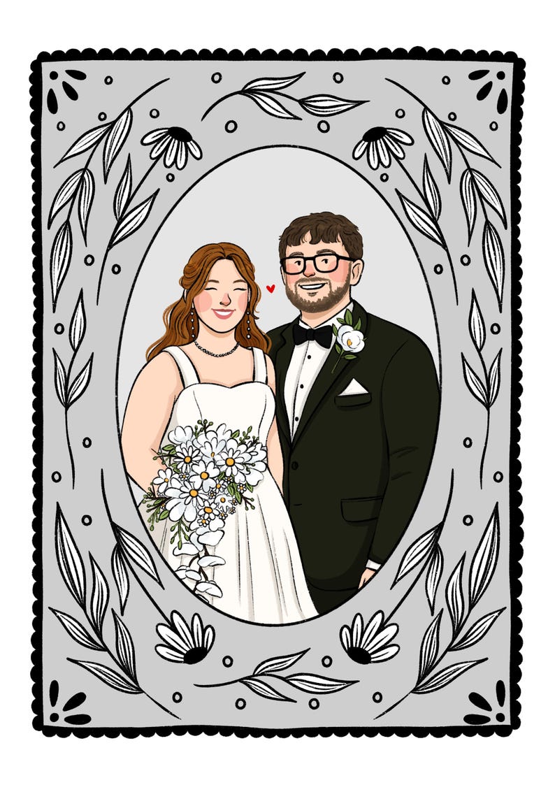 Custom Hand-Drawn Couple Portrait Illustration image 15