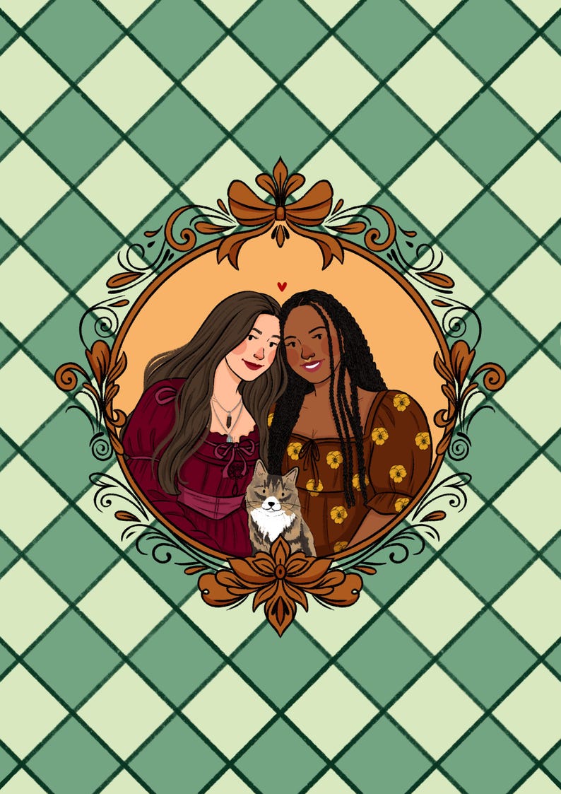 Custom Hand-Drawn Couple Portrait Illustration image 5