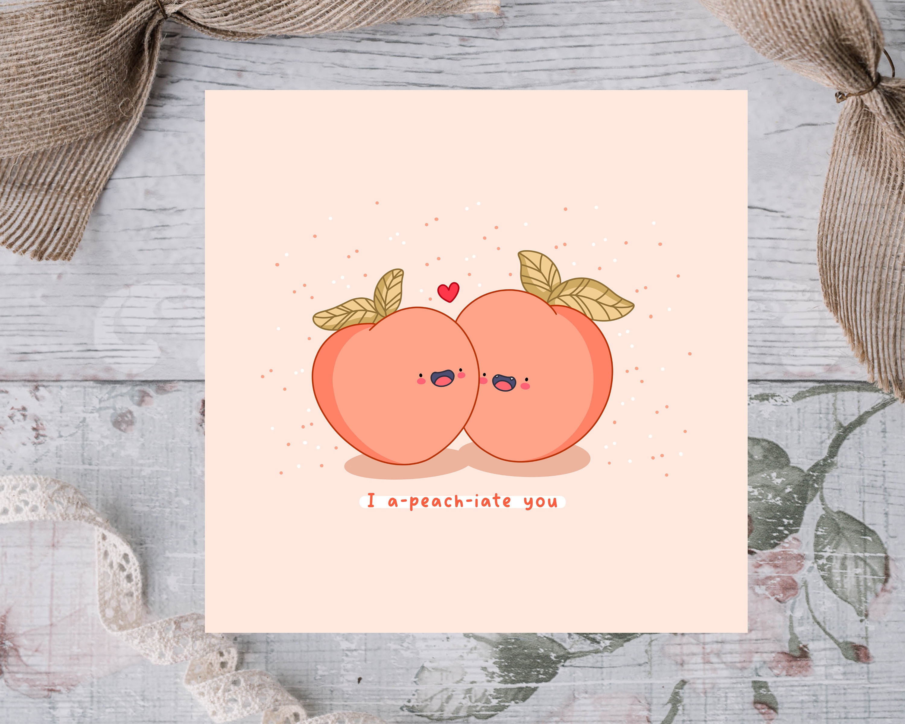 Kawaii Peach Pun Love Card, Funny Boyfriend Girlfriend Card - Etsy