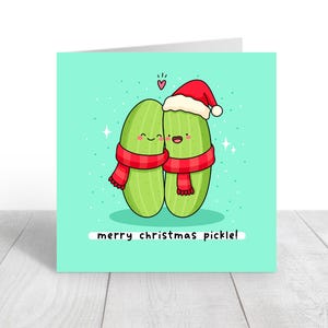 Grappige kerstkaart augurk woordspeling: kawaii vakantiegroeten afbeelding 5