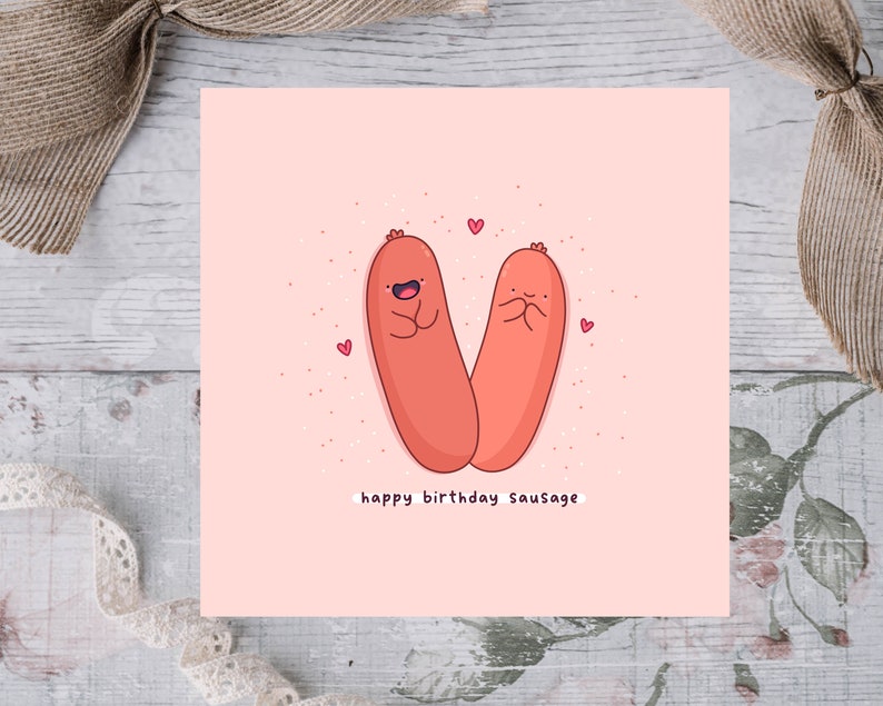 Carte de saucisse de joyeux anniversaire, carte d'anniversaire de Punny, carte de jeu de mots drôle, carte d'anniversaire de Kawaii image 5