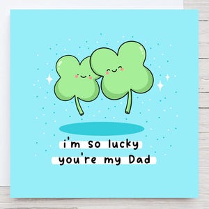 Jolie carte de fête des pères - carte Punny pour papa - Kawaii - trèfle à quatre feuilles - carte d'anniversaire pour papa