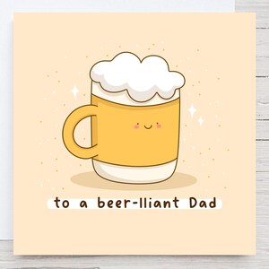 Carte de fête des pères sur le thème de la bière - carte de jeu de mots sur la bière, carte amusante pour papa, pinte, bière, cheers papa, carte de petit garçon