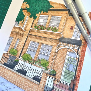 Custom house portrait, house portrait in pen and ink, First home gift, personalised home portrait
