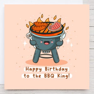 Carte d'anniversaire amusante - roi du barbecue, roi du barbecue, roi du grill, petit garçon, carte pour mari, père, petit ami