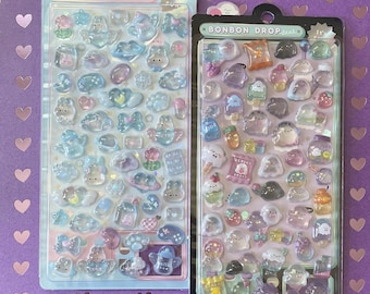 Bon bon drop seal -  3D stickers -  animal , ghost & bunny rabbit stickers , journal , scrapbooking stickers - Package flaw