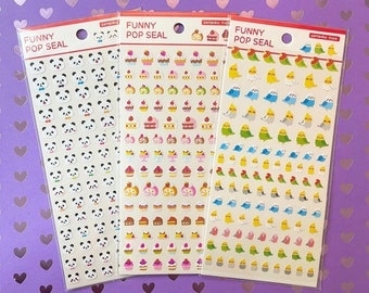 Panda bear, sweets and parakeet stickers - planner stickers - journal stickers - calendar stickers