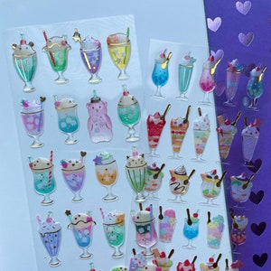 Sweets , desserts , drinks , soda drop seal stickers - 3D resin sticker