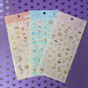 Panda bear , penguin , bunny seal stickers -  food stickers - journal sticker  , planner sticker  , calendar sticker , scrapbook kamio