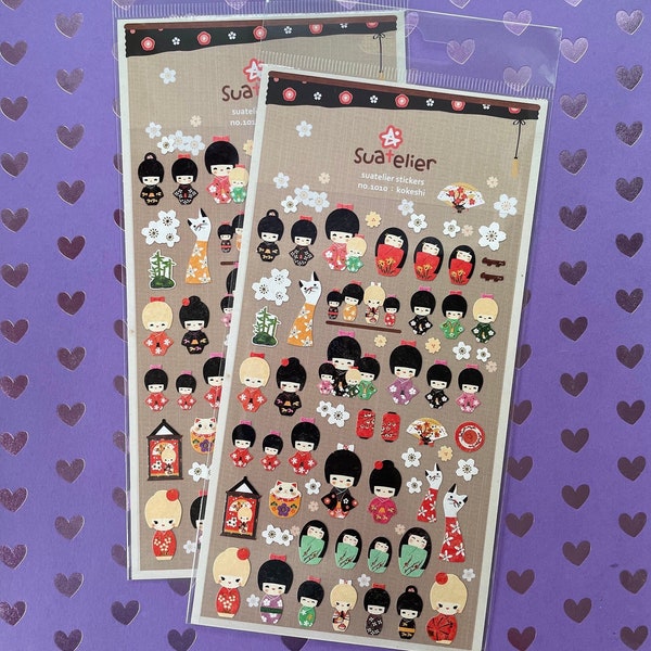 Kokeshi stickers - Japanese wooden dolls - Doll stickers