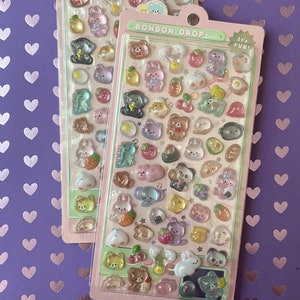 Bon bon drop seal -  3D stickers -  animals, zoo animals , food , journal , scrapbooking stickers - Flaw packaging