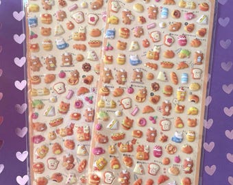 Bear Tiny Puffy Stickers - Bear Stickers - Puffy Stickers - Food Stickers