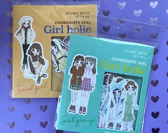 Fashion girl sticker flakes