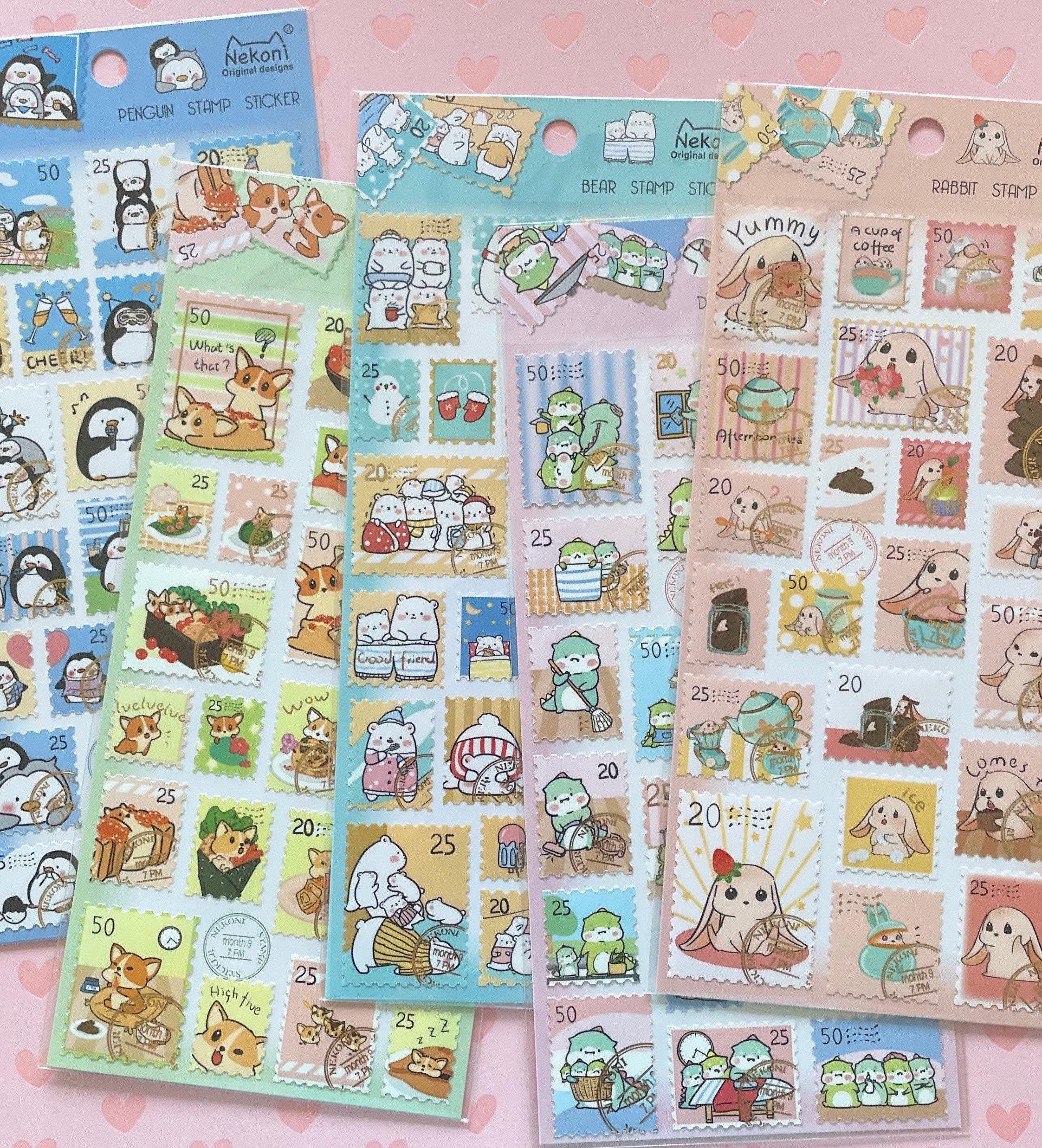 Nekoni Animal Stamp Stickers - Kawaii Pen Shop - Cutsy World