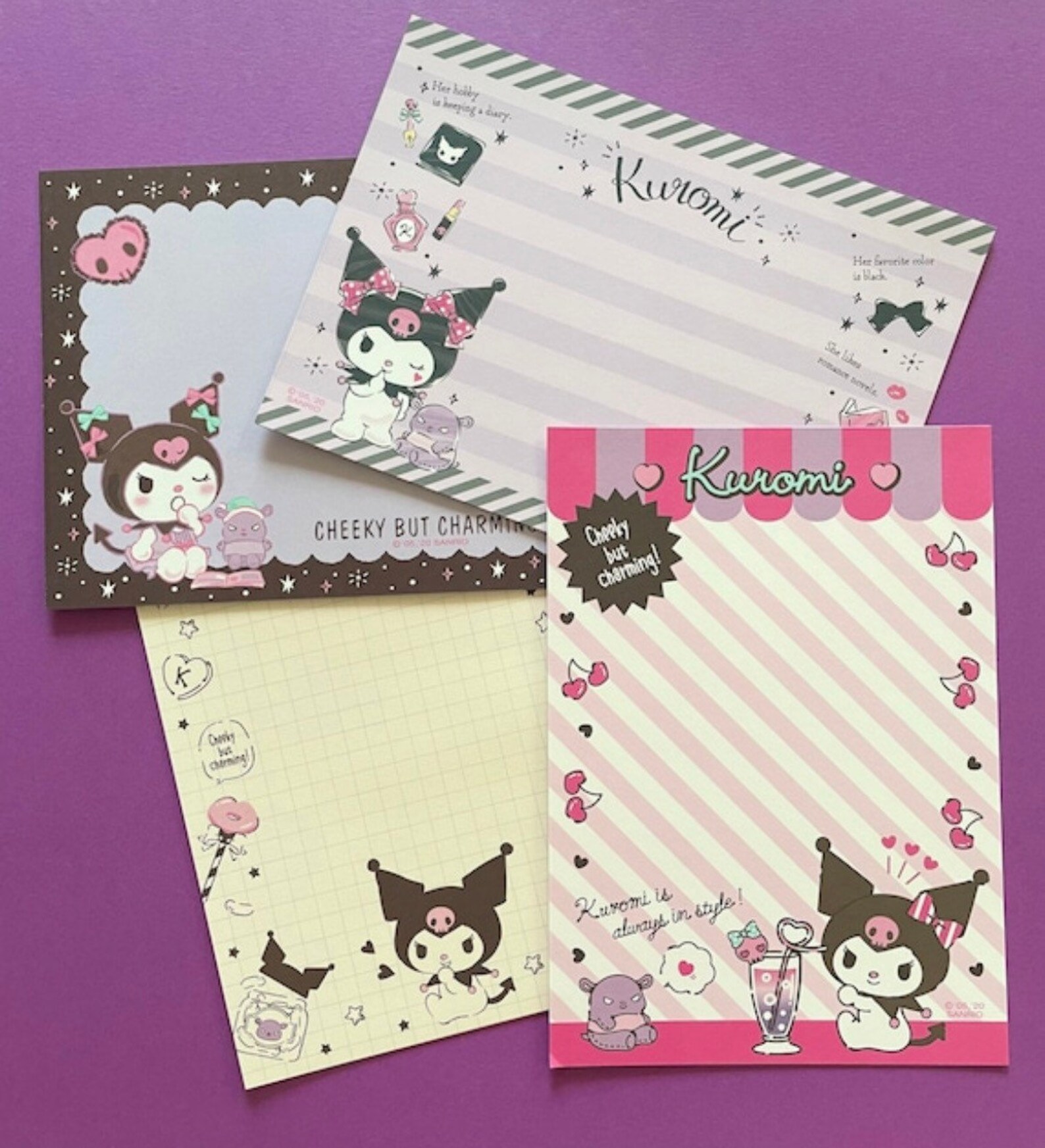 Sanrio Kuromi Memo Sheets Cute Kawaii Memo Sheets Snailmail Etsy