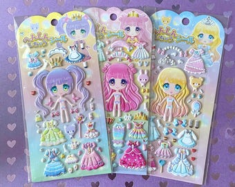 Kawaii Dress Up Puffy Stickers – Girl dress up stickers