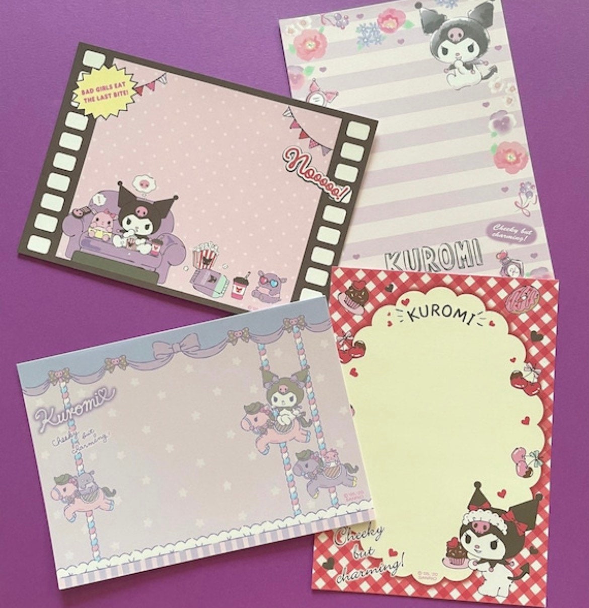Sanrio Kuromi Memo Sheets Cute Kawaii Memo Sheets Snailmail Etsy