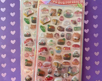 Pop Seal Stickers - Bon Bon Drop 3D Stickers – Sushi, Cat and Shiba Inu Stickers