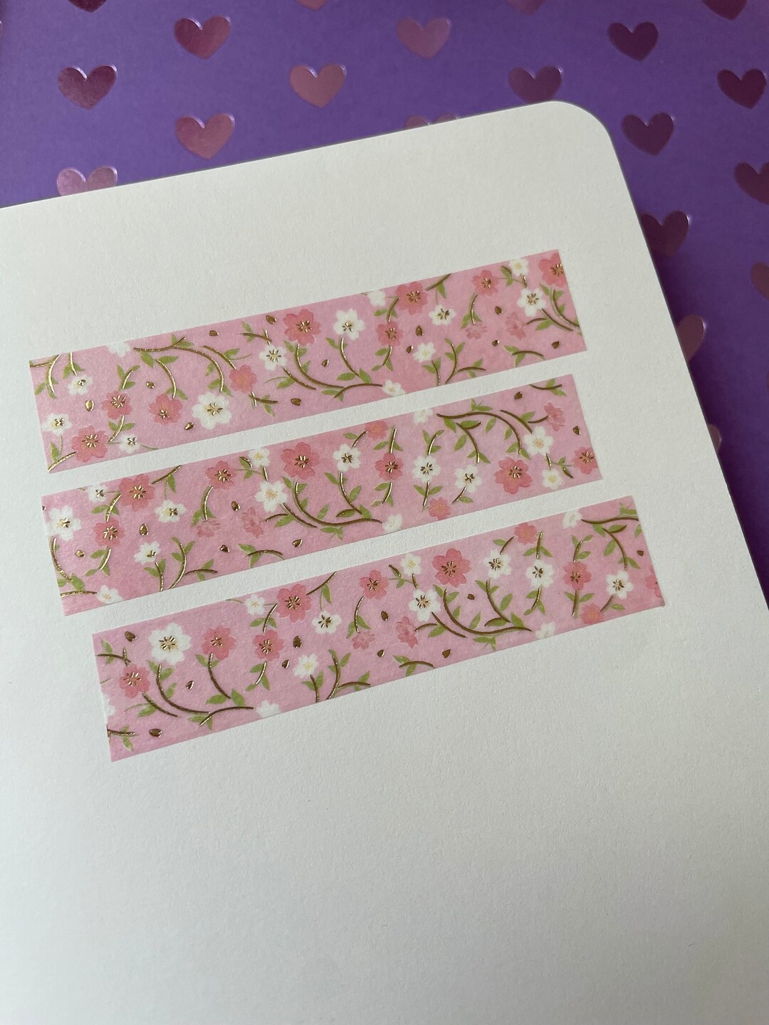 Sakura Washi Tape With Gold Foil Details Cherry Blossom Washi Tape ...