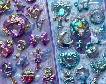 Magic wand capsule shaker stickers - Purple magic wand - Blue magic wand