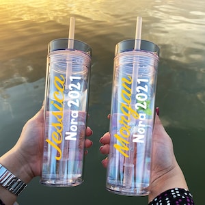 Personalized Tall Metal Tumblers with Lid and Straw Bridesmaid Gifts R –  The Native Bride