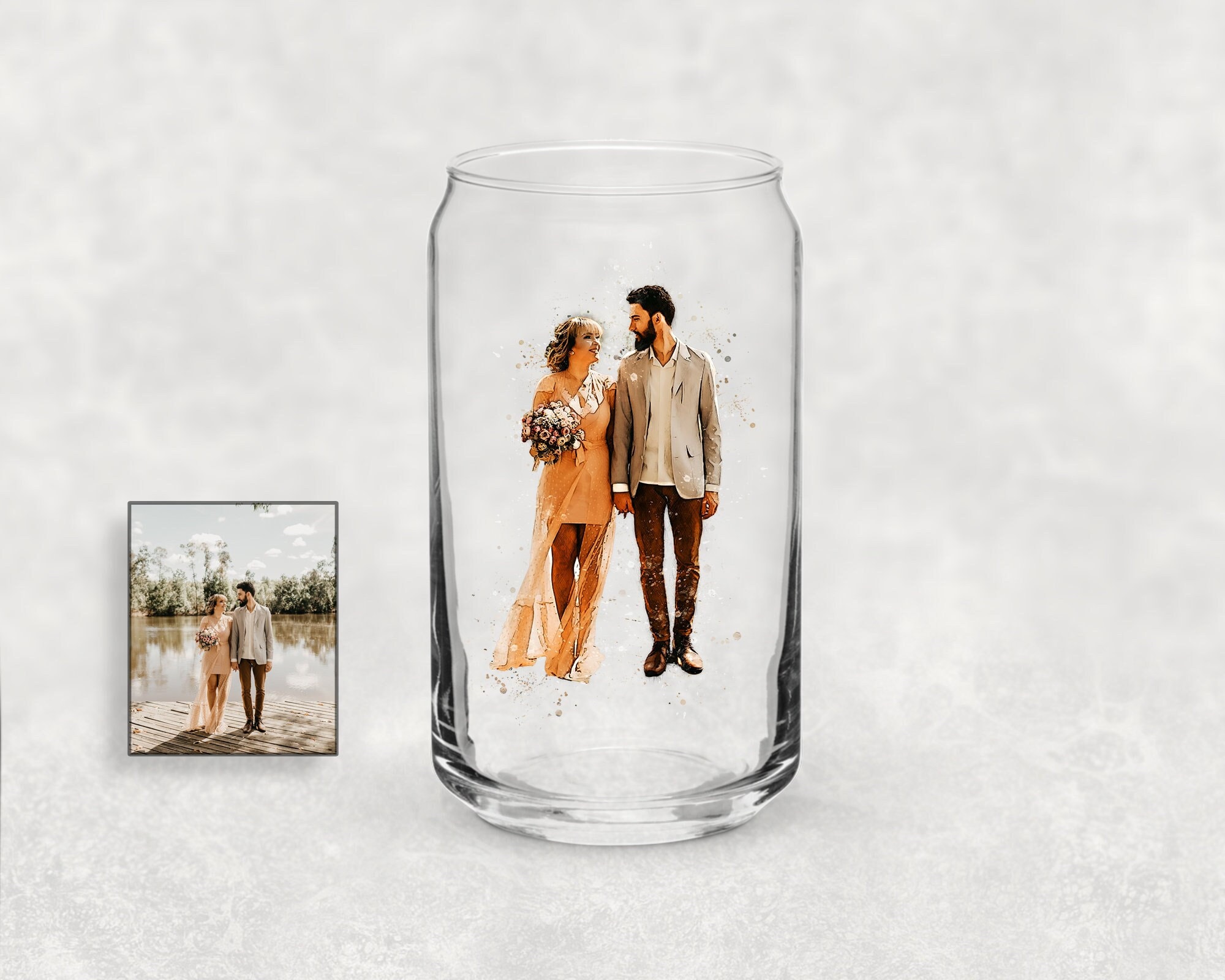 Personalized Can Shaped Drinking Glass – All Lit Up Print