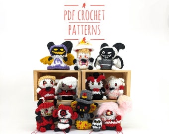 Lot de 11 motifs au crochet inspirés de l'hôtel Hazbin * MOTIFS UNIQUEMENT *